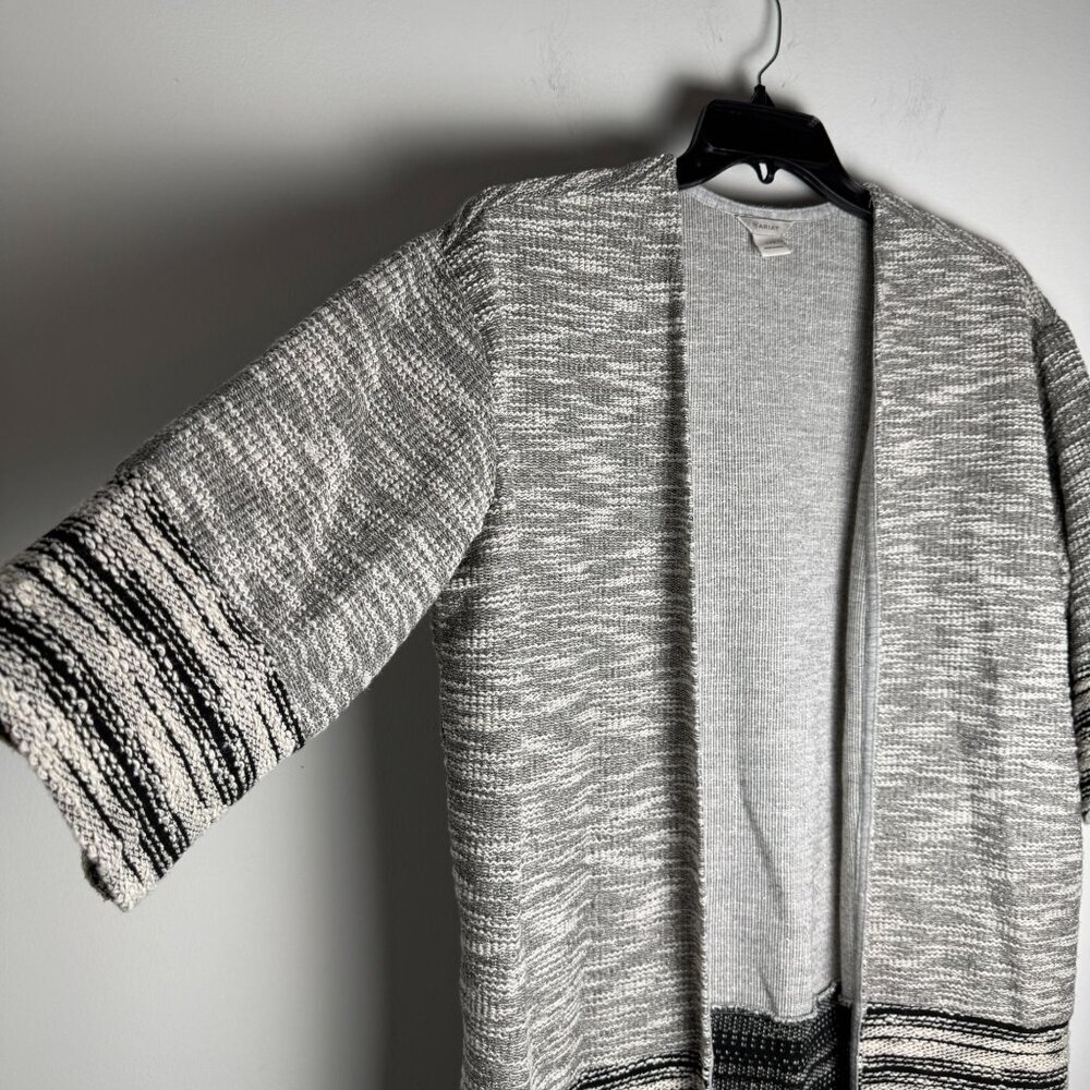 Ariat Open Mid-Length Cardigan Fringe Bottom Gray Metallic Size L Western Boho - Picture 6 of 9